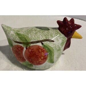 VNTG CBK ltd ceramic rooster or chicken ‘ cherries, and peaches collection’